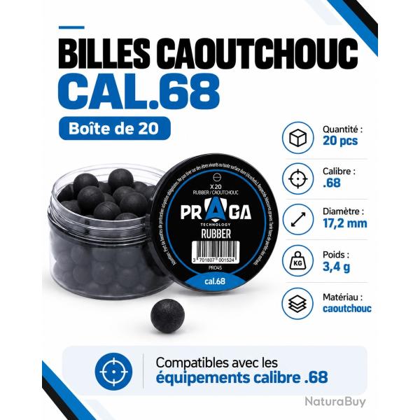 BILLES CAOUTCHOUC CAL.68 - BO�TE DE 20