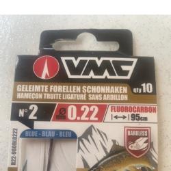 10 Hame&ccedil;ons truite sans ardillon n&deg;2 - Fluoro 0.22