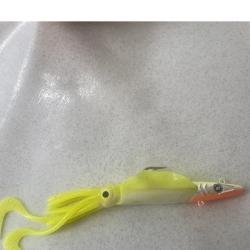Ragot Octopus 167 g - Leurre calamar plomb&eacute; 26 cm - Jaune fluo - Verticale mer - Hame&ccedil;on XXL