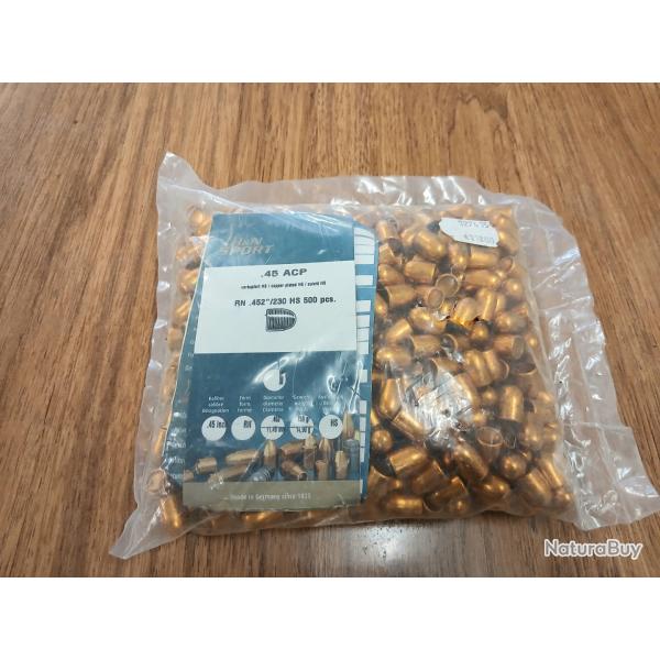 Ogives .45 ACP H&N Sport 230gr - 500 pcs