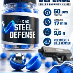 BILLES STEEL DEFENSE CAL.68 - BO&Icirc;TE DE 50
