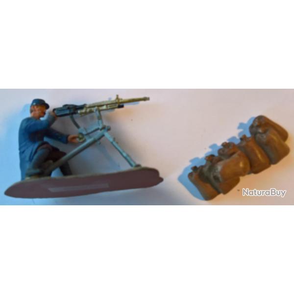 Soldats de plomb Fran�ais WW1 Mitrailleur (lot19)