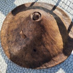ANTIQUE Bouclier De C&eacute;r&eacute;monie Ou De Combat En Cuir Tann&eacute;. Amhara