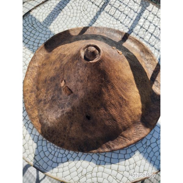ANTIQUE Bouclier De C�r�monie Ou De Combat En Cuir Tann�. Amhara