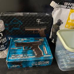 Grand Lot Airsoft - Walther P99 DAO + Saigo 17 (Glock) + Billes + CO2 - mise en main propre