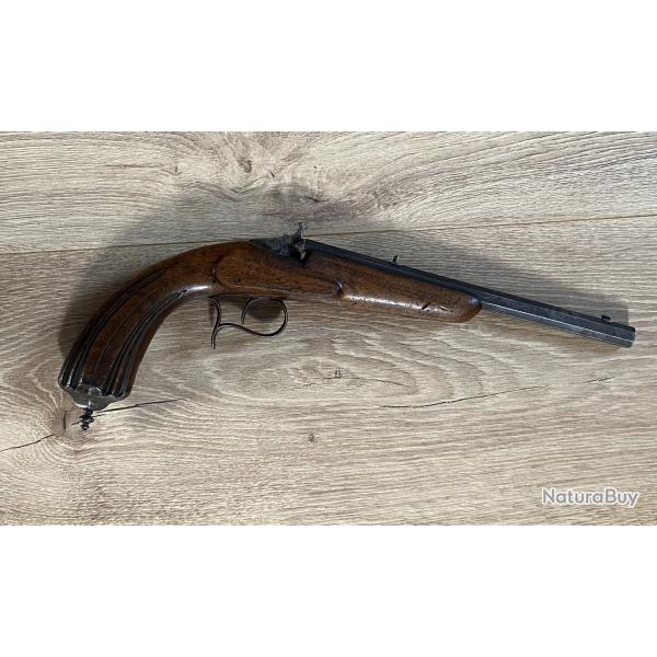 Pistolet de tir autrichien � canon lisse, chambr� en 6 mm Flobert, portant sur le dessus du canon l'
