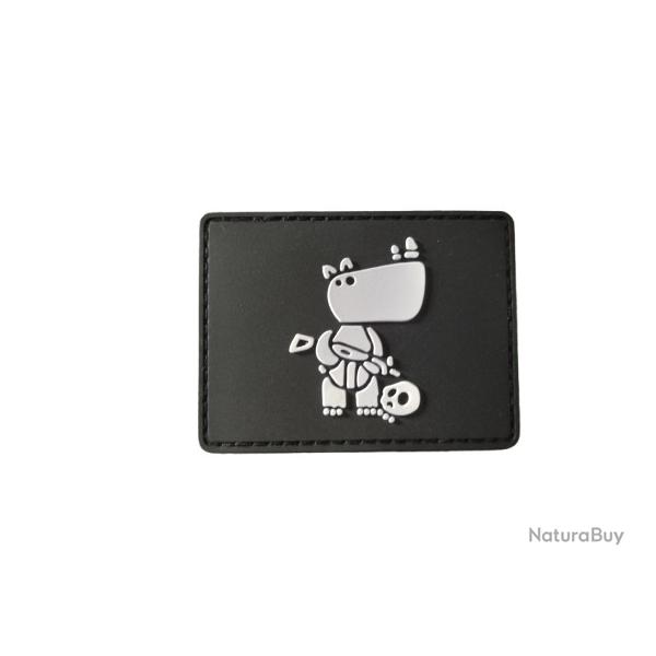Patch Rhino - Noir - PVC - velcro - Livraison gratuite