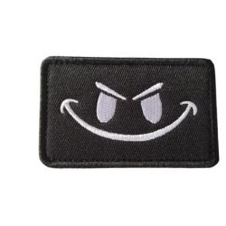 Patch Smiley - Noir - velcro - Livraison gratuite