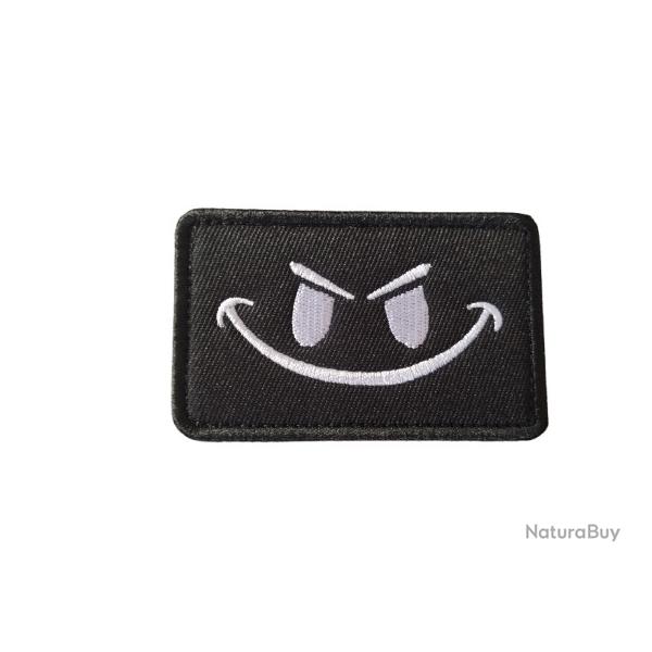 Patch Smiley - Noir - velcro - Livraison gratuite