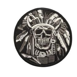 Patch Squelette indien - Noir/Blanc - velcro - Livraison gratuite