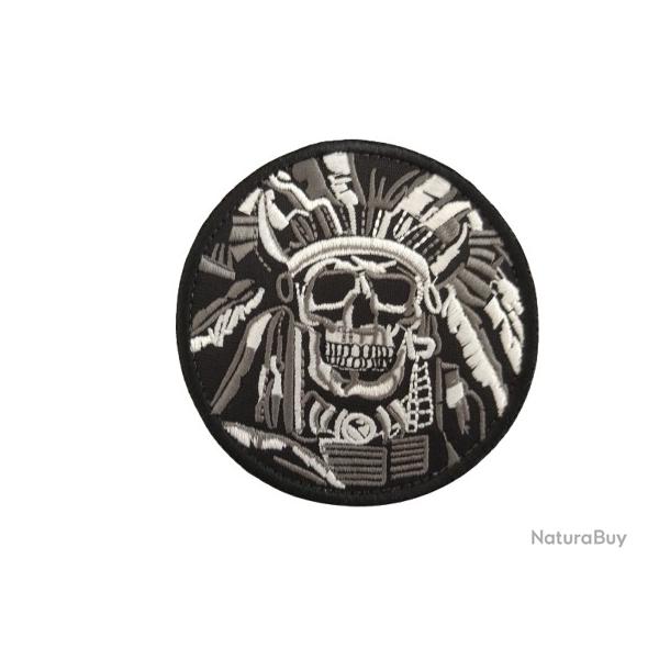 Patch Squelette indien - Noir/Blanc - velcro - Livraison gratuite
