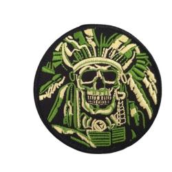 Patch Squelette indien - Noir/Vert - velcro - Livraison gratuite