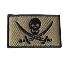 Patch Drapeau - Pirate - Kaki - velcro - Livraison gratuite