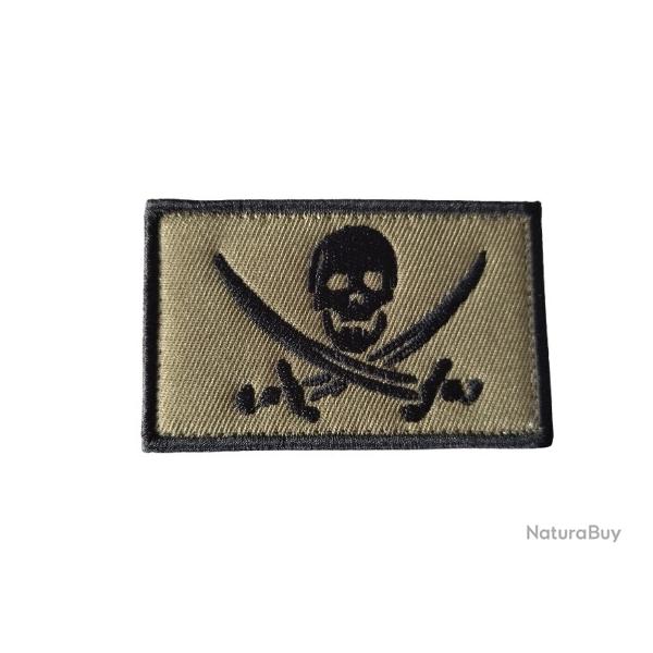Patch Drapeau - Pirate - Kaki - velcro - Livraison gratuite