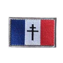 Patch Drapeau - France - Croix Lorraine - v1 - Velcro - 8 x 5 cm - Livraison gratuite