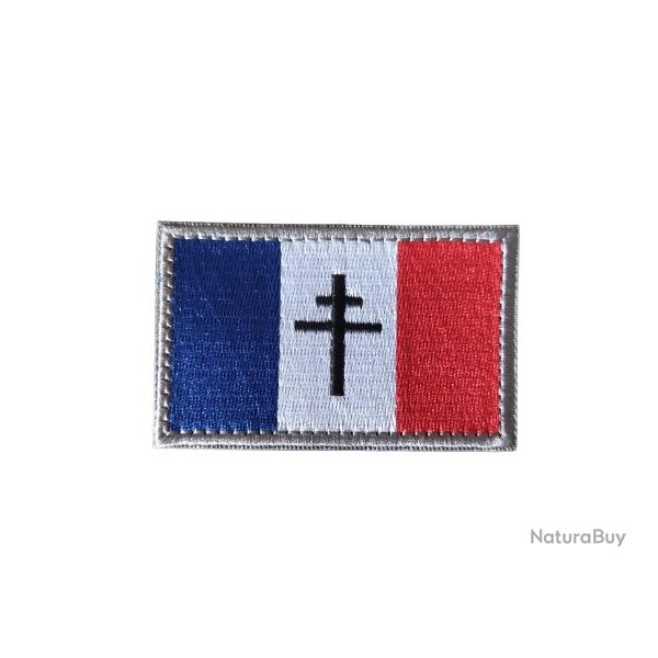 Patch Drapeau - France - Croix Lorraine - v1 - Velcro - 8 x 5 cm - Livraison gratuite