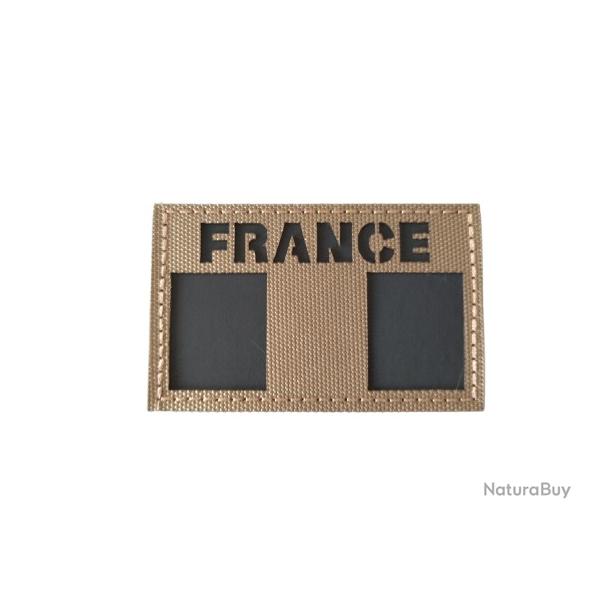 Patch Drapeau - France - Beige-Noir - Velcro - 8 x 5 cm - Livraison gratuite