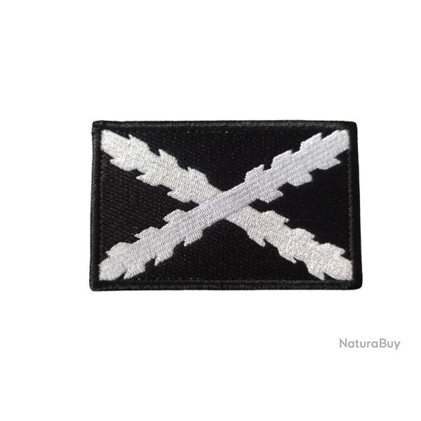 Patch Drapeau Espagne - Croix de Bourgogne Noire - velcro - Livraison gratuite