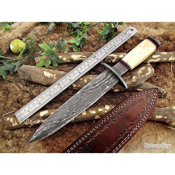 (10) Dague de chasse en acier Damas  (2)