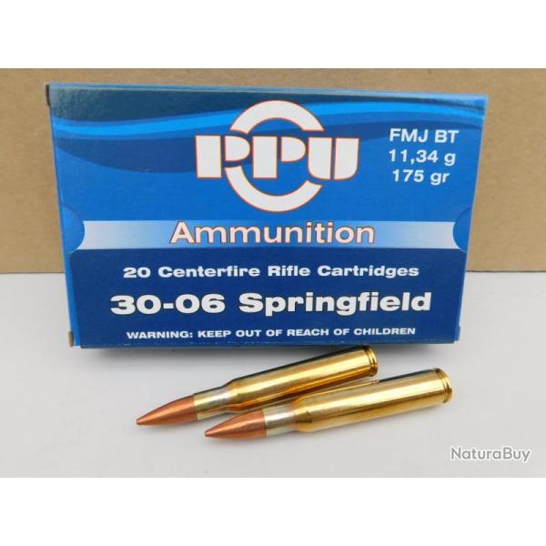 Cartouches PPU Calibre 30-06 SPRINGFIELD FMJBT 175grs - Boite de 20 unit�s