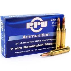Cartouches PPU Calibre 7MM REMINGTON MAGNUM SP 174grs - Boite de 20 unit&eacute;s