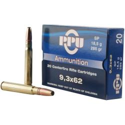 Cartouches PPU Calibre 9,3x62 SP 285grs - Boite de 20 unit&eacute;s