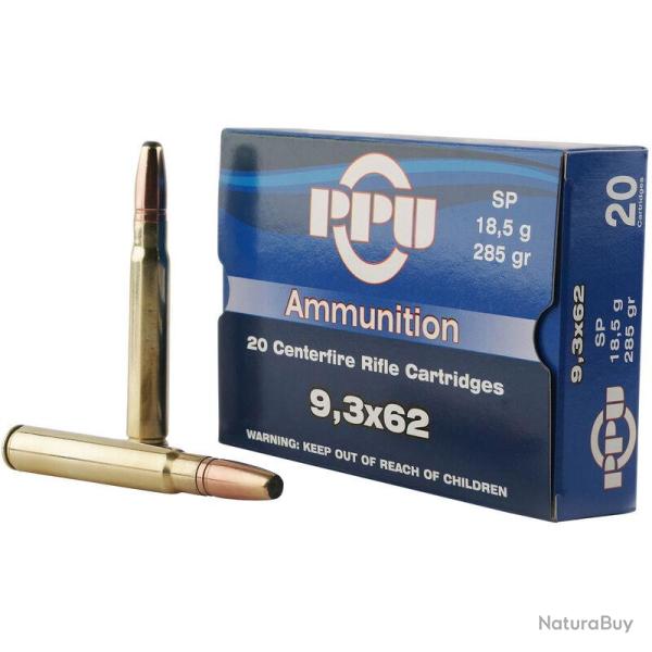 Cartouches PPU Calibre 9,3x62 SP 285grs - Boite de 20 unit�s