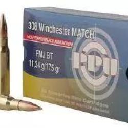 PPU Cartouches Calibre 308 Win FMJBT 175grs - Boite de 20 unit&eacute;s