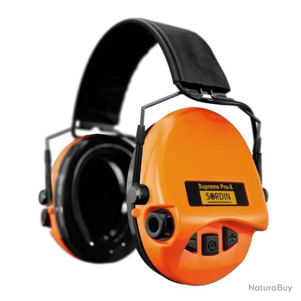 Destockage ! Casque Anti-Bruit �lectronique Sordin Supreme Pro X Slim Cuir - orange
