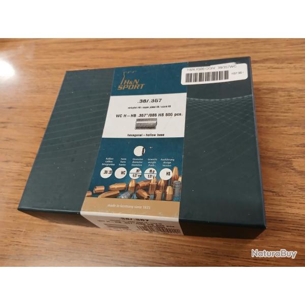 Ogives .38 / .357 H&N Sport 85gr WC - bte 500