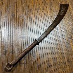 Sabre Ancien Chinois Dadao / Dao de Milice - Gravures Traditionnelles - Arme Blanche De Collection