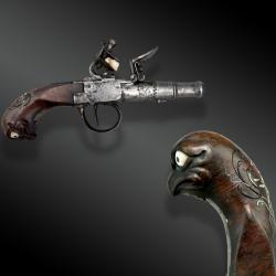 PISTOLET &Agrave; SILEX, &Agrave; COFFRE, CROSSE T&Ecirc;TE D'OISEAU - &Agrave; MONTPELLIER
