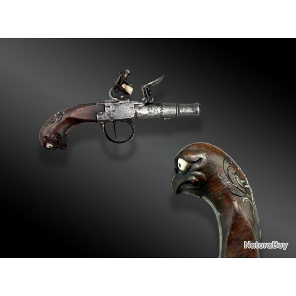 PISTOLET � SILEX, � COFFRE, CROSSE T�TE D'OISEAU - � MONTPELLIER