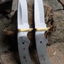 lot de 2 LAME DE COUTEAU A CUSTOMISER Lames Acier Inox - Customiser le Manche Pour Un Beau Skinner