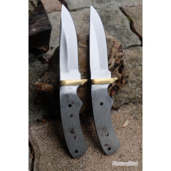 lot de 2 LAME DE COUTEAU A CUSTOMISER Lames Acier Inox - Customiser le Manche Pour Un Beau Skinner