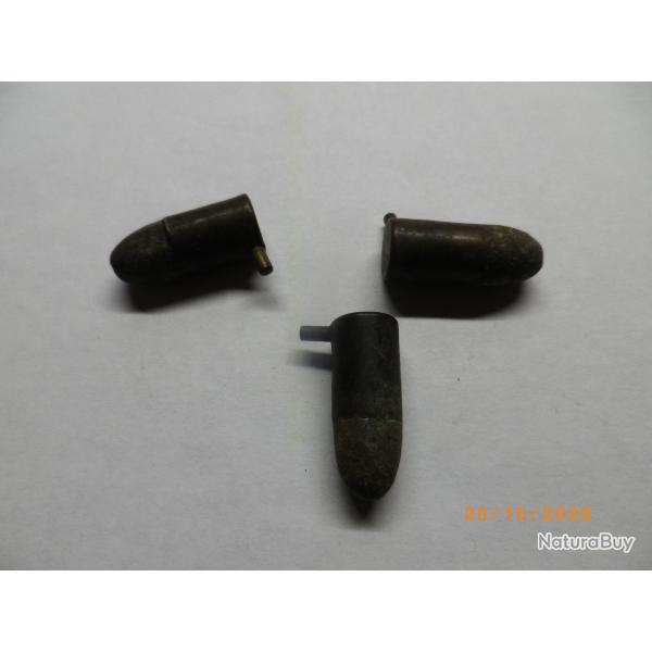 3 balles 9 mm a broche