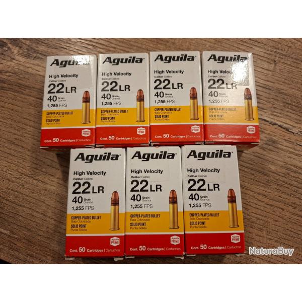 Lot de 350 cartouches de 22lr Aguila 40 grain High Velocity - produits neufs