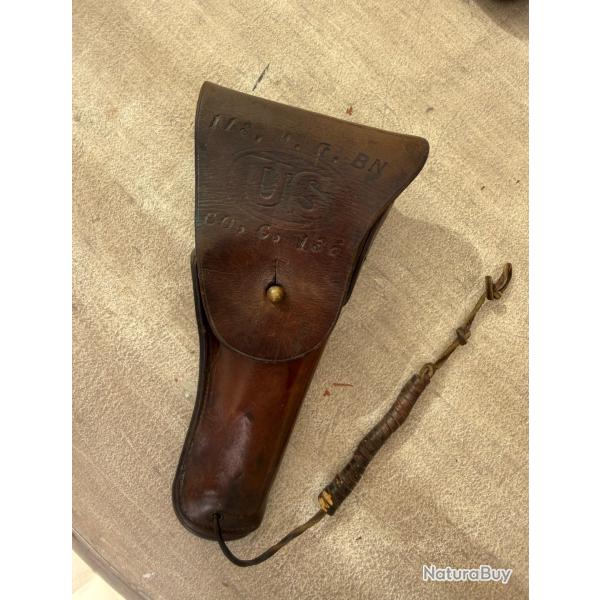 RARE Holster US M1916 pour Colt 1911 .45 ACP - WW1 - 1917 - Marquages r�gimentaires