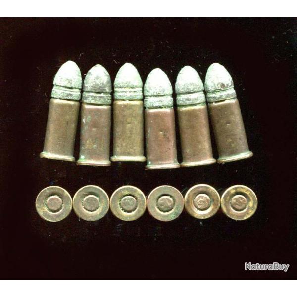 Lot de 6 cartouches .320 � balle pour revolver Bull Dog - balle pointue - PORT COMPRIS