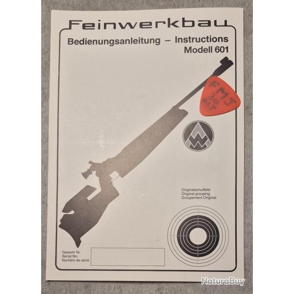 Notice pour carabine FEINWERKBAU Mod�le 601