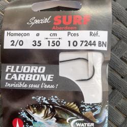 VMC Hame&ccedil;ons 2/0 sp&eacute;cial surf - 35/100 fluorocarbone 150 cm - Paquet de 10 - neuf - r&eacute;f 7244BN