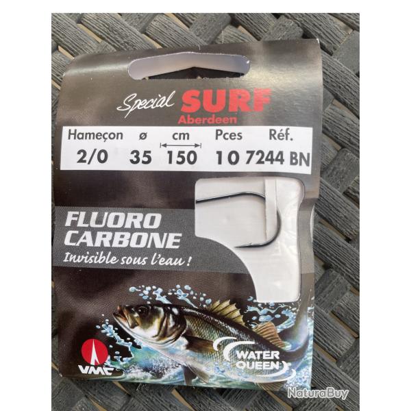 VMC Hame�ons 2/0 sp�cial surf - 35/100 fluorocarbone 150 cm - Paquet de 10 - neuf - r�f 7244BN