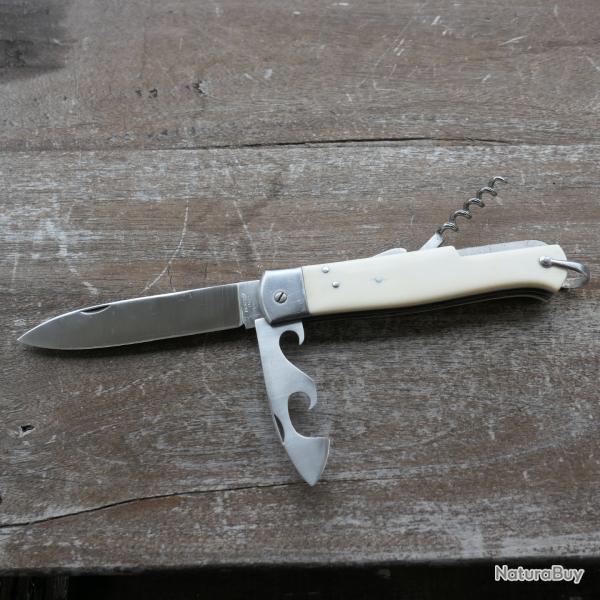 Couteau de chasse Bargeon inox. NEUF. 3 pi�ces. Manche phacoch�re. Pompe centrale.