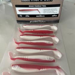 Ron Thompson Shad Paddle Tail 10 cm - 7 g - Red/White - plaquette de 8 - neuf - r&eacute;f 65438