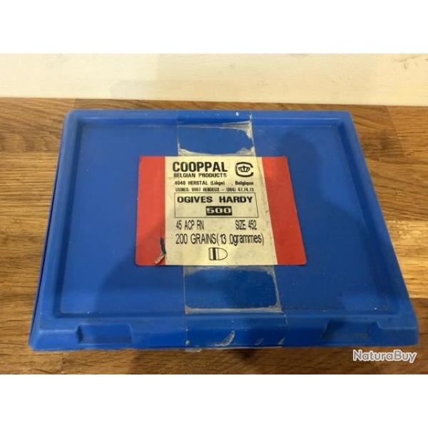 Bo�te de 500 ogives COOPPAL Calibre 45 RN plomb 200 grains Occasion