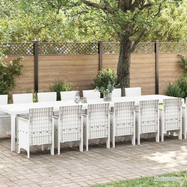 Ensemble de salle � manger avec coussins, 15 pi�ces, blanc