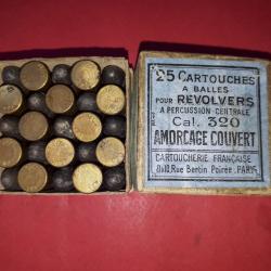 Lot de 25 Cartouches 320 Gevelot &agrave;  Amor&ccedil;age Couvert Poudre Noire avec Boite C.F N&deg;410