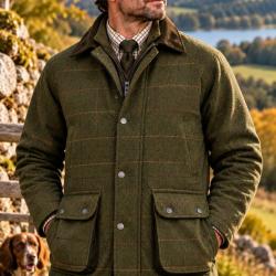 Veste en tweed pour homme   Ascot  Vert sauge fonc&eacute;