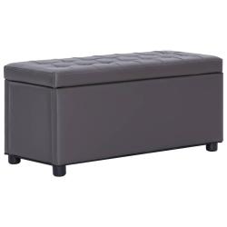 Pouf coffre banquette de rangement 87,5 cm similicuir gris 02_0010826