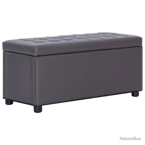 Pouf coffre banquette de rangement 87,5 cm similicuir gris 02_0010826